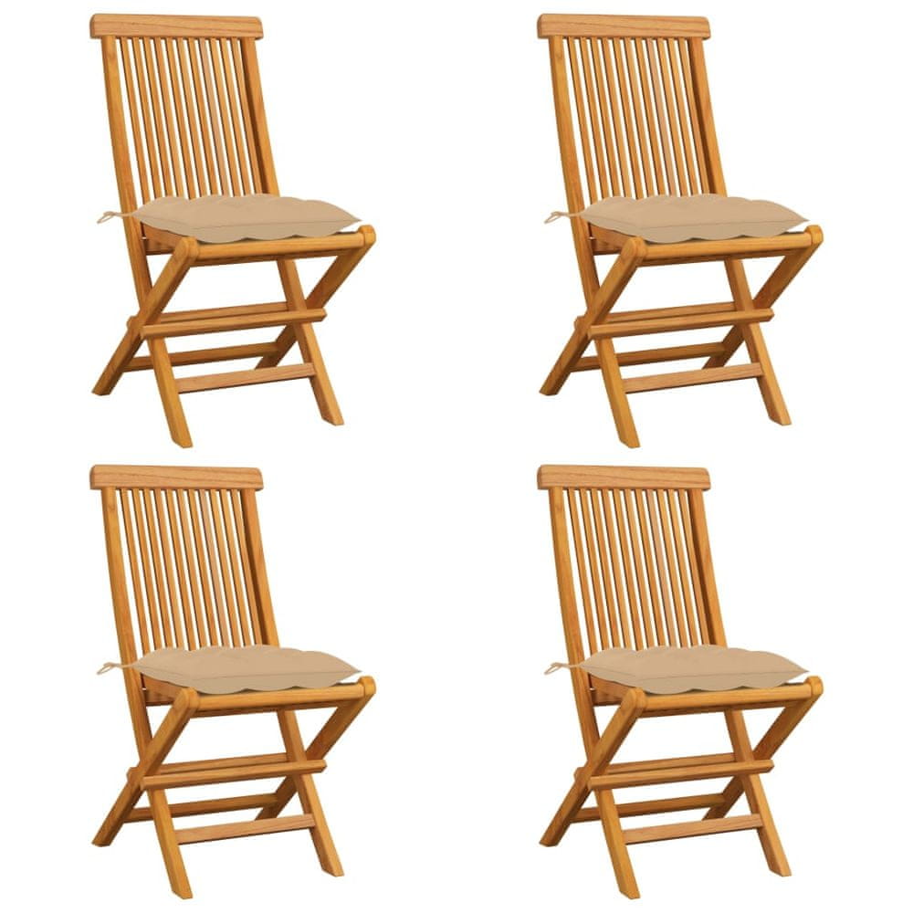 Petromila vidaXL Záhradné stoličky s béžovými podložkami 4 ks tíkový masív